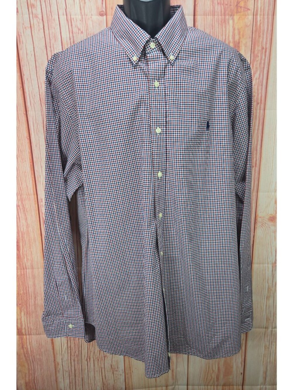 Ralph Lauren Mens Red & Blue Gingham Button-Down Shirt XXL